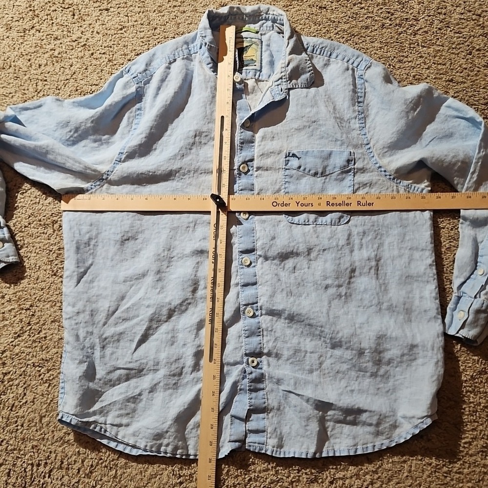 Tommy Bahama Shirt Mens XL Linen Light Blue Button-up Long Sleeves‎ - Picture 9 of 11